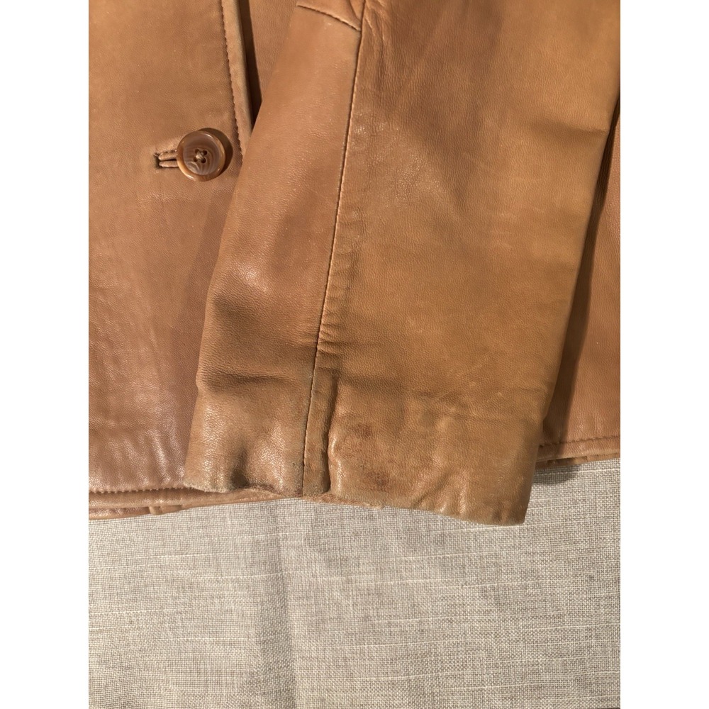 Cabelas Genuine Leather Jacket Womens Large Brown Button Up Buttery Soft Lined - Picture 7 of 16